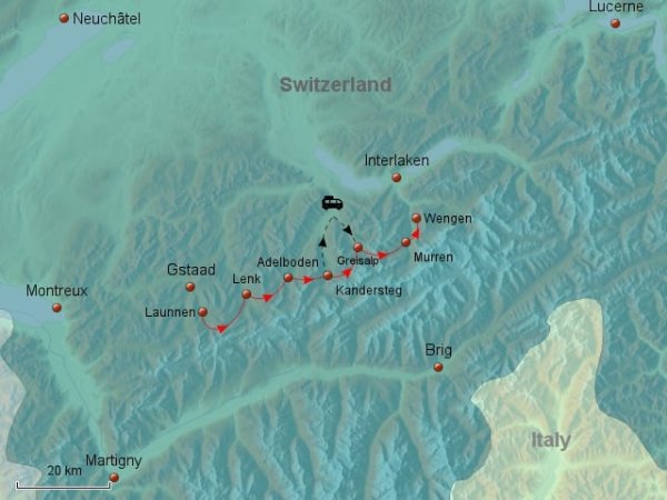 Across the Berner Oberland Hike map