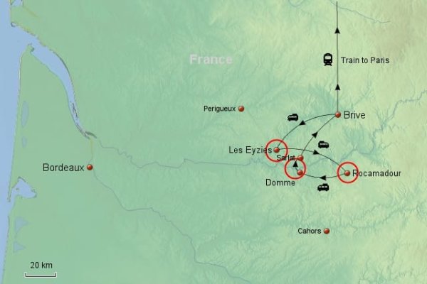 Dordogne on Foot - France Walking Tour map