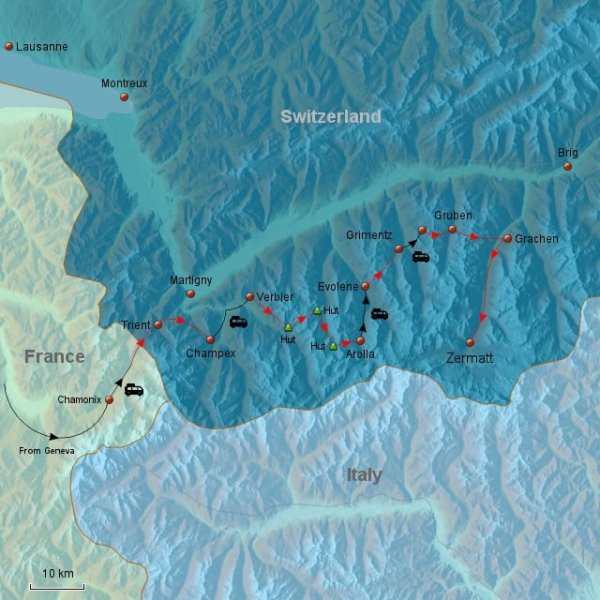 Hiking the Haute Route map