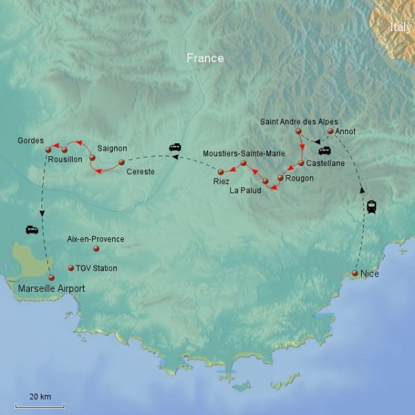 Hiking Provence Inn-to-Inn map